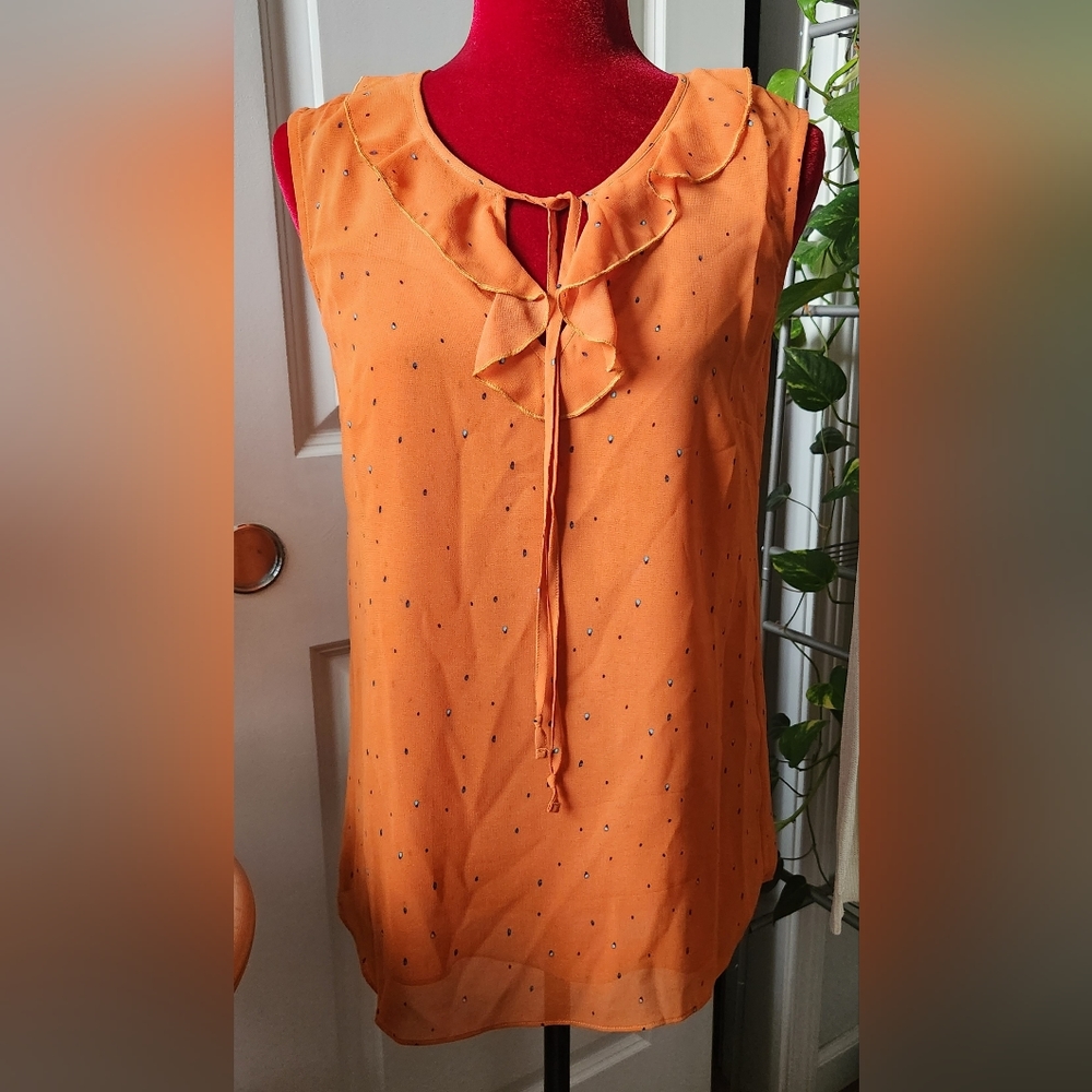 Cabi v neck with tie sleeveless blouse